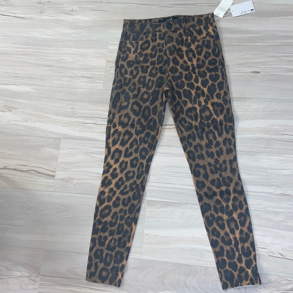 Leopard high rise skinny ankle jeans